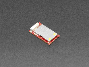 Angled shot of a nRF51822 Bluetooth Low Energy Module.