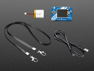 Adafruit PyBadge Low Cost Starter Kit with PCB, lanyard, battery and cable