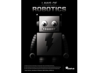 3 Laws of Robotics poster featuring a friendly robot