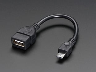 USB OTG Host Cable with Micro B OTG male to A female in black
