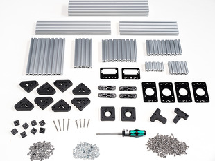 OpenBeam Precut Machinist Kit - Silver Aluminum Beams and many connector plates and parts