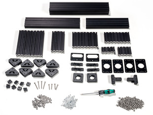 OpenBeam Precut Machinist Kit - Black Aluminum Beams and many connector plates and parts