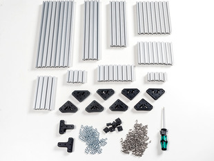 OpenBeam Advanced Precut Kit - Silver Aluminum Beams and many connector plates and parts
