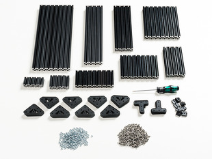 OpenBeam Advanced Precut Kit - Black Aluminum Beams and many connector plates and parts