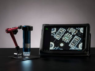 Microscope with display.