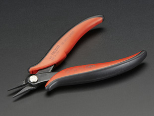 Red and black flat needle-nose pliers