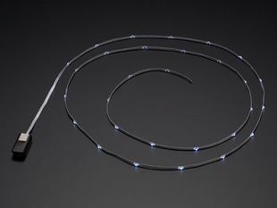 White LEDs on white Fabric Ribbon with battery pack - 1.5 meter.