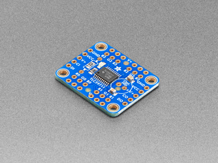 Angled shot of blue, square-shaped PWM LED driver board.