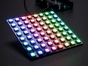 Adafruit NeoPixel NeoMatrix 8x8 - 64 RGB LED Pixel Matrix lit up rainbow