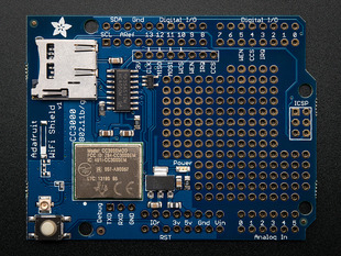 Close up of a Adafruit CC3000 WiFi Shield with uFL Connector for Ext Antenna. 