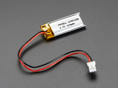 Lithium Ion Polymer Battery 3.7v 100mAh with JST 2-PH connector