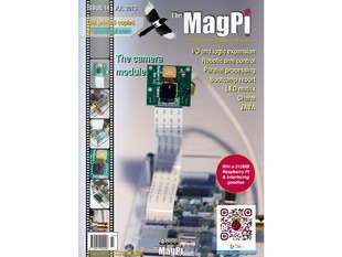 Front cover of magazine "The MagPi - Issue 14" featuring the camera module.