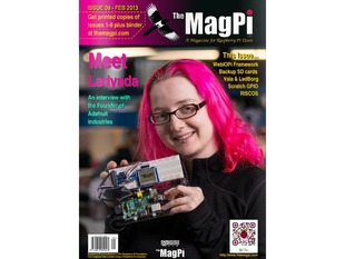 Front cover of magazine "The MagPi - Issue 9" featuring Ladyada.
