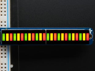 Two lit up Bi-Color (Red/Green) 12-LED Bargraphs in a row