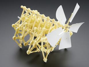 Angled shot of assembled mini kinetic sculpture kit.