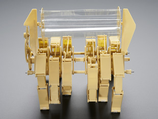 Front view of assembled Mini Rhinoceros kinetic sculpture kit.