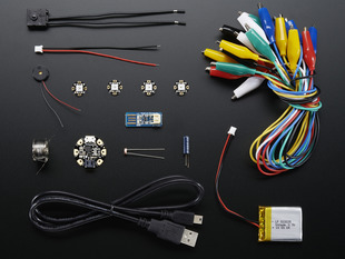 A collection of electronic parts included in a starters pack. 