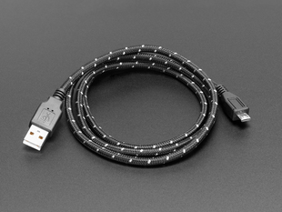 USB Patterned Fabric Cable with Type A and Micro B ends