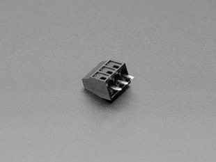 Angled shot of black 3-pin 2.54mm terminal block.