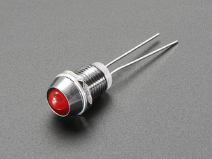 5mm Chromed Metal Narrow Bevel LED Holder with red LED installed