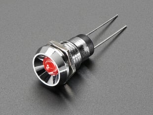 5mm Chromed Metal Wide Concave Bevel LED Holder with red LED