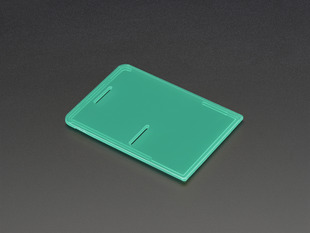 Angled shot of green lid for Pi Model B+ / Pi 2 / Pi 3.