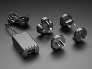 5V 2A Power Supply with 20AWG 6' MicroUSB Cable and International Plug set