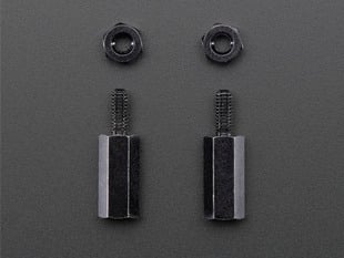 Top view of Pack of 2 Black Plated Brass M2.5 Standoffs for Pi HATs.