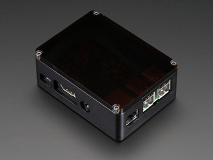 Assembled smooth black Raspberry Pi enclosure with black lid.