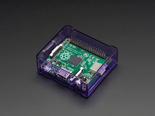 Angled shot of purple Raspberry Pi Model A+ Case without lid.