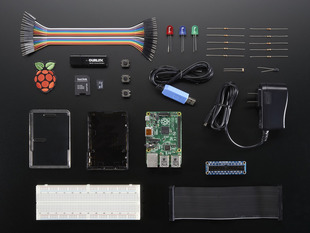 Top view shot of a collection of electronic parts included in kit.