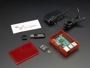 AstroBox pack with Raspberry Pi, enclosure, WiFi dongle, power supply and card