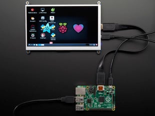HDMI 7" 800x480 Display Backpack - Without Touch connected to a Raspberry Pi