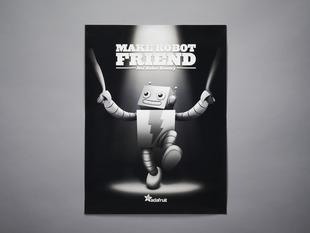 Make Robot Friend Poster featuring ADABOT holding hands with two humans