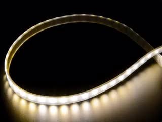 Video of part of an LED strip pulsing warm white LEDs.