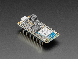 Angled shot of Assembled Adafruit Feather M0 WiFi. 