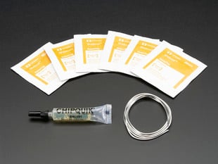 Chip Quik SMD Removal Kit with solder, tube of gel, and five wipes