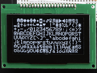 Monochrome 2.7 128x64 OLED Graphic Display Module showing white text