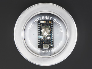 Top down view of a Particle Photon Internet Button.