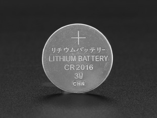 Front shot of CR2016 Lithium Coin Cell Battery upright.