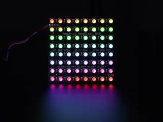 Adafruit NeoPixel NeoMatrix 8x8 - 64 RGBW LED Pixel Matrix lit up rainbow and white