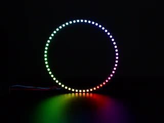 NeoPixel Ring with 60 x 5050 RGBW LEDs lighting up rainbow and white