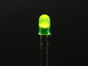 Single LED lit up green - 5mm.