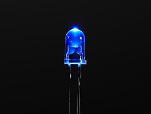 Single LED lit up bright blue
