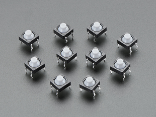 Angled shot of 10 8mm soft tactile buttons.