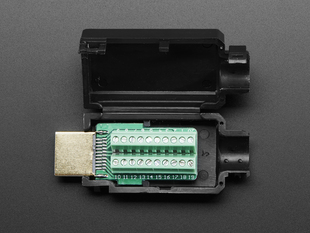Top view of an opened up HDMI Plug to Terminal Block Breakout.