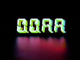 Video of assembled and powered on distorted Yellow/Green LED Quad Alphanumeric Display cycling up letters and numbers.