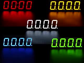 Video of assembled and powered on Various LED Quad Alphanumeric Display cycling up letters and numbers.