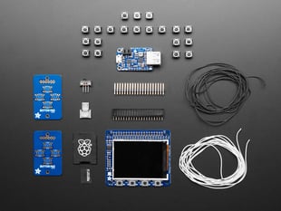 Top down view of components included in a Pi GRRL Zero kit. 