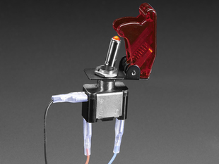 Illuminated Toggle Switch with Red Cover, LED lit